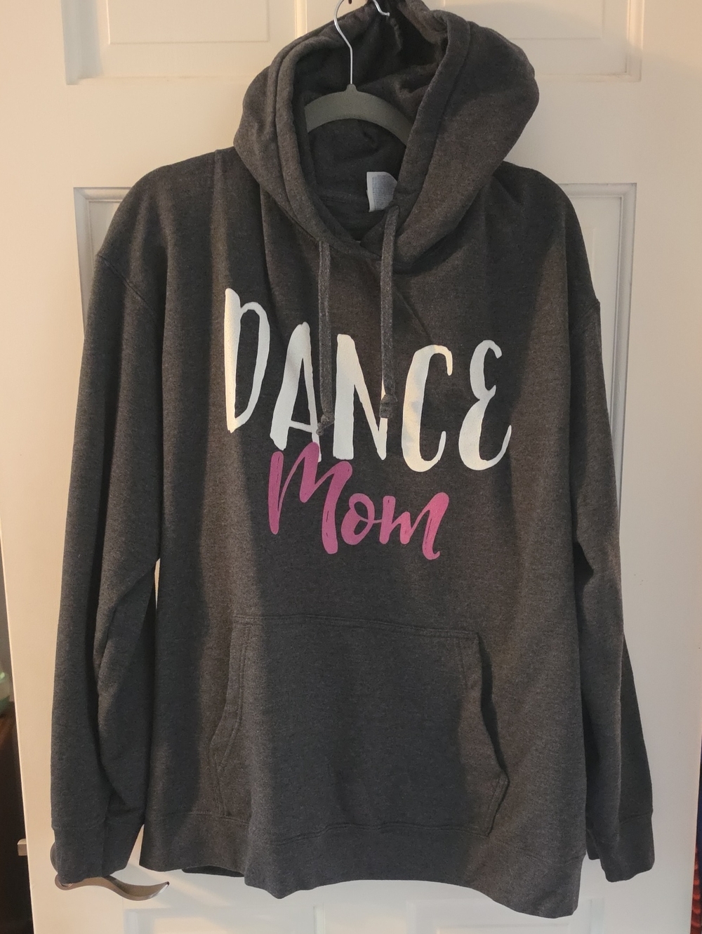 Amazon Charcoal Gray Hoodie with White and Pink 'Dance Mom' Print